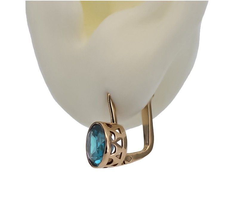 Vintage kolczyki z różowego 14k złota 585 z Akwamarynem vec107 Warszaw