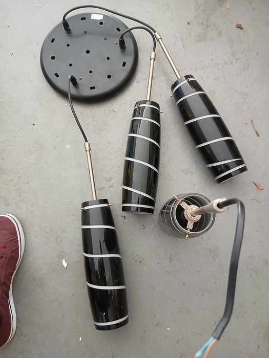 Candieiro de teto preto/vidro