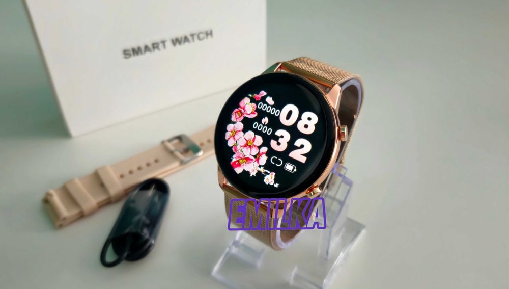Smartwatch Złoty Zegarek Damski Nowy Bransoletka + Pasek + Ładowarka