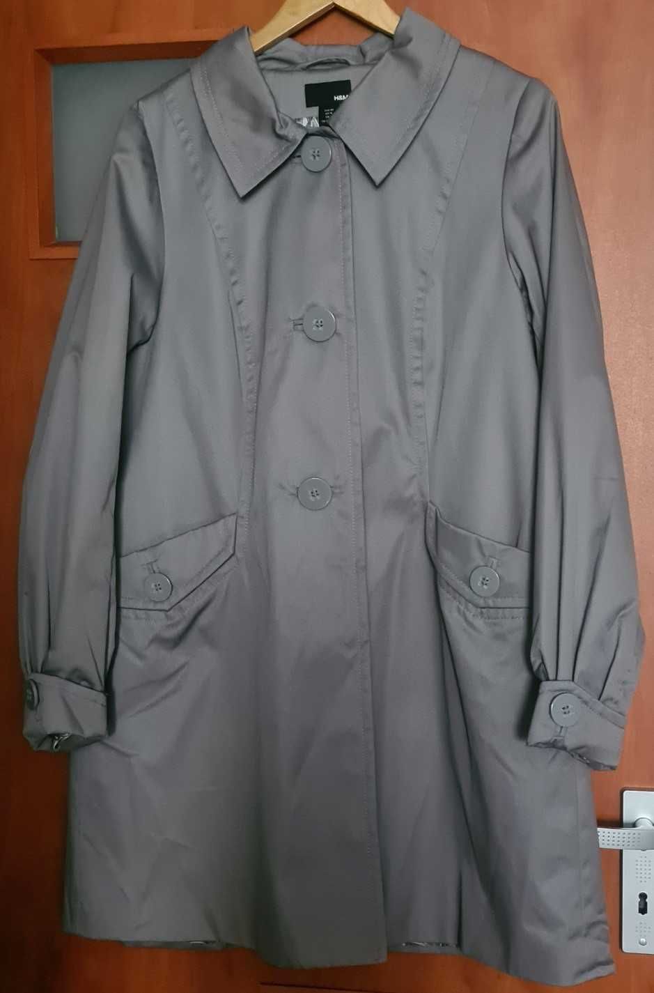 H&M szary cienki płaszcz,trencz roz 46