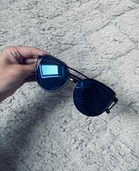 Okulary lustrzanki niebieskie czarne oprawki na lato new butik summer