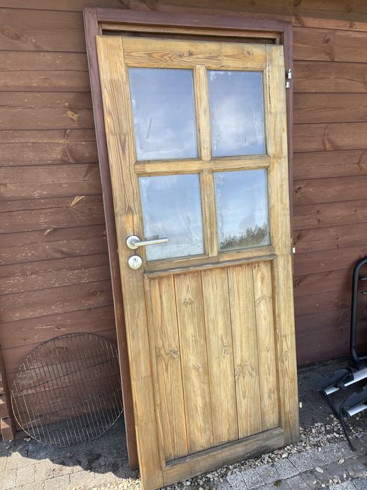Drzwi drewniane zewnętrzna domek ogrodowy