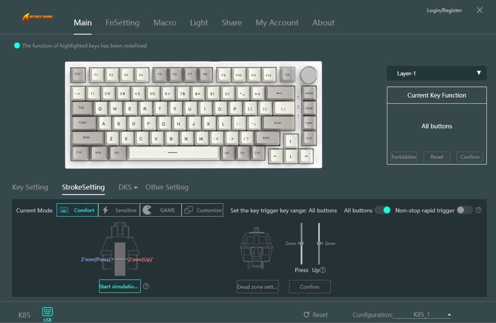 Attack Shark K85 Rapid Trigger (Магнітні свічі)(RGB)