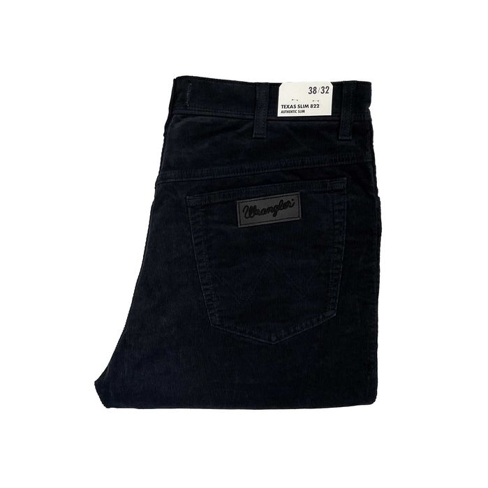 Spodnie męskie sztruksy Wrangler Texas Slim 822 Dark Navy W38 L32