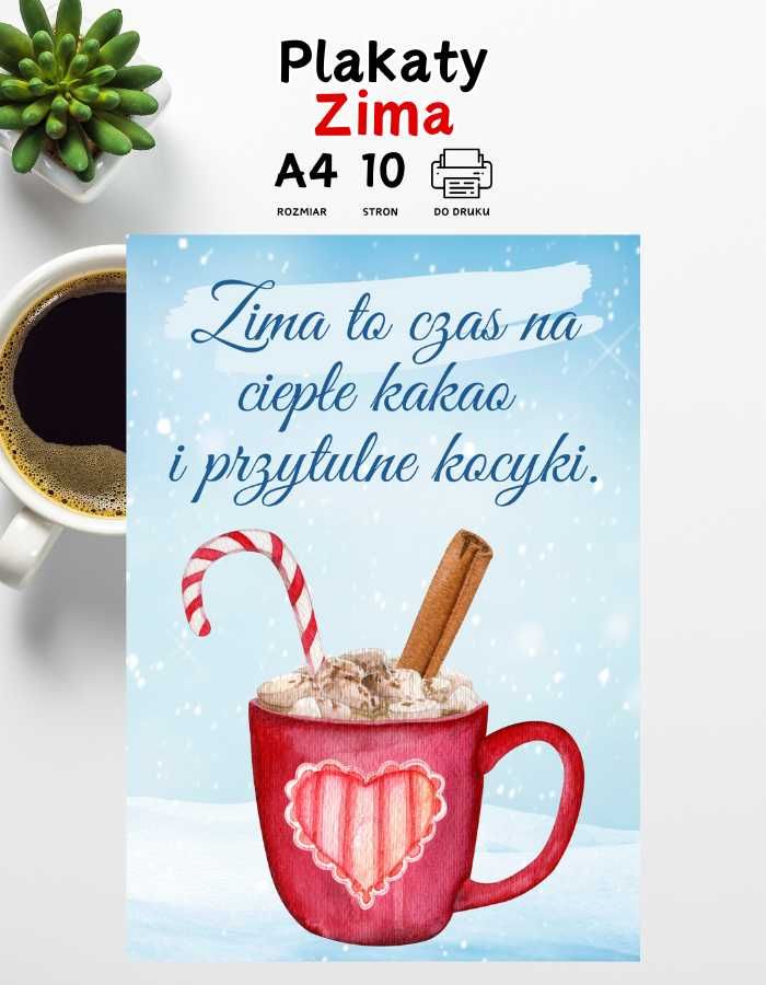 Plakaty motywacyjne dla dzieci do druku A4 – Zima