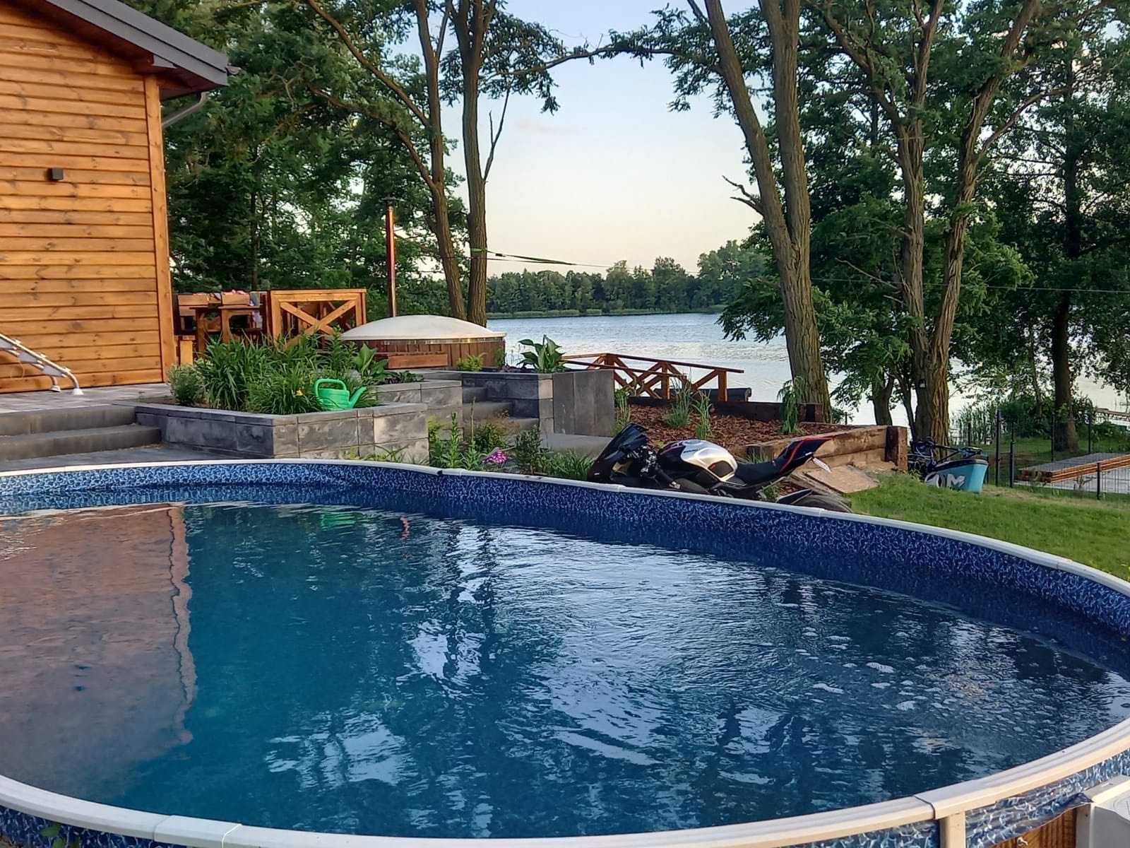 Domek/apartament z jacuzzi/balia i sauna nad jeziorem/pole namiotowe