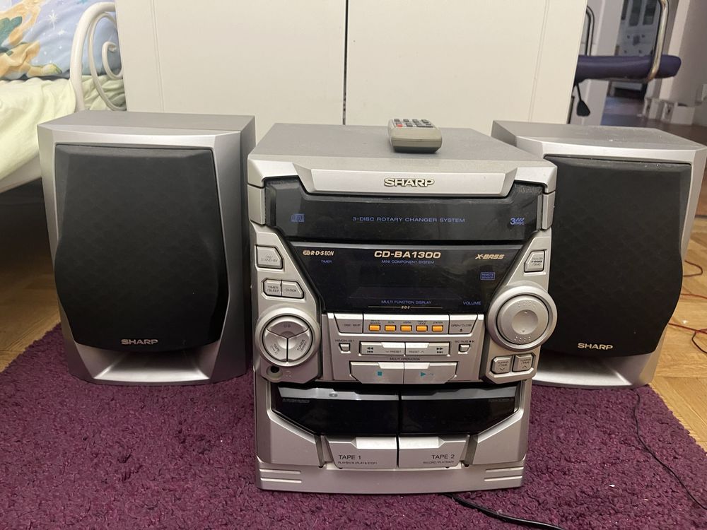 Wieża stereo  Sharp cd, radio, 2 kasety