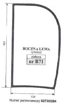 szyba minikoparka JCB 8040ZTS, 8045ZTS, - boczna lewa B 71