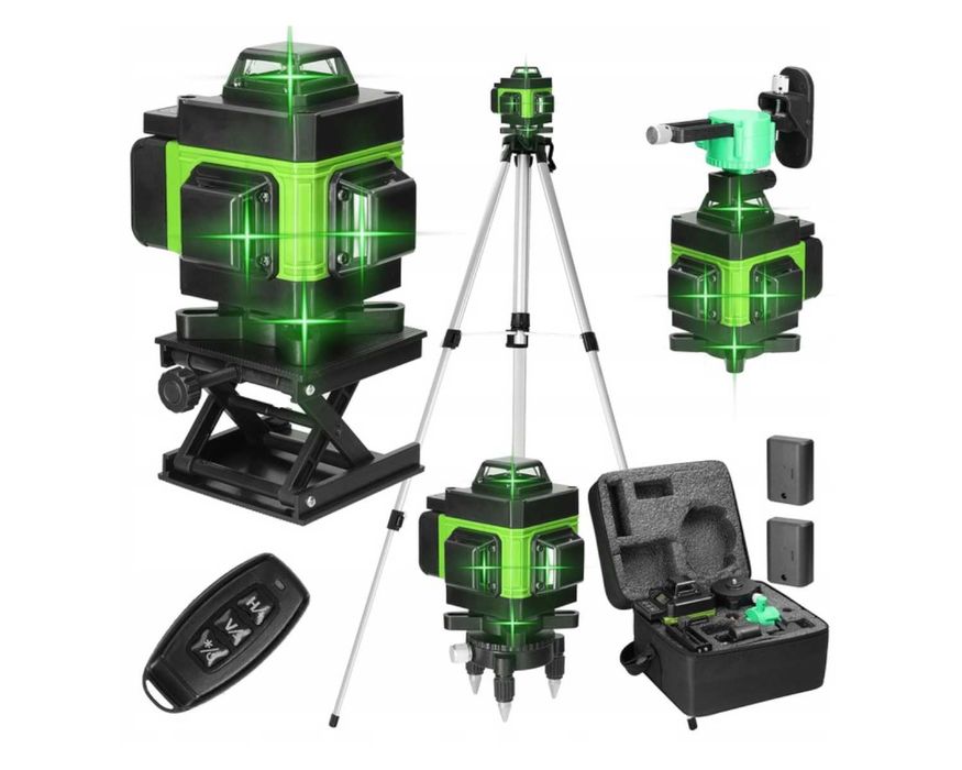 NOWY Laser Krzyżowy 4D 16 Linii Zielony SAMOPOZIOMUJĄCY Pilot Statyw