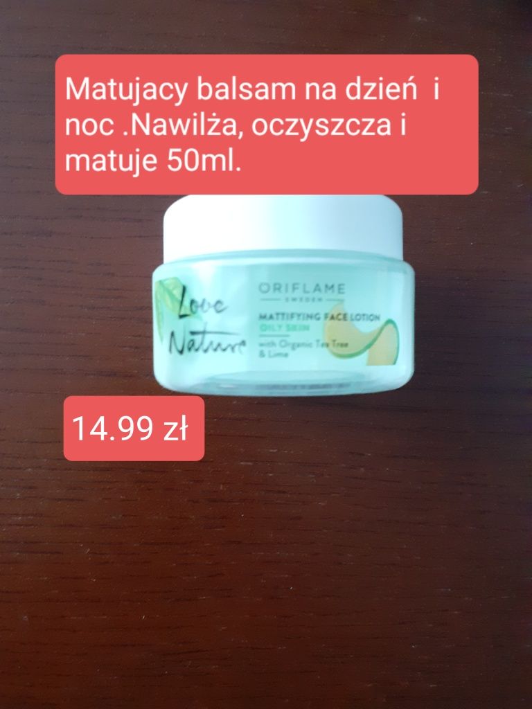 Matujacy balsam na dzień i noc Love Nature 50ml z firmy Oriflame