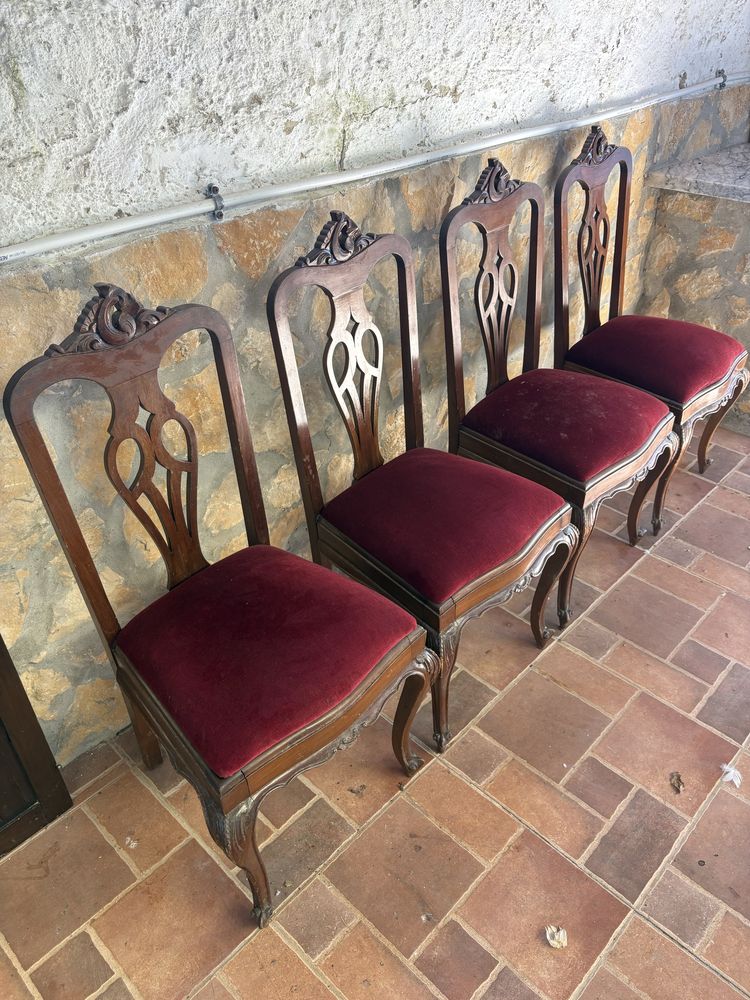 Cadeiras estofadas de madeira