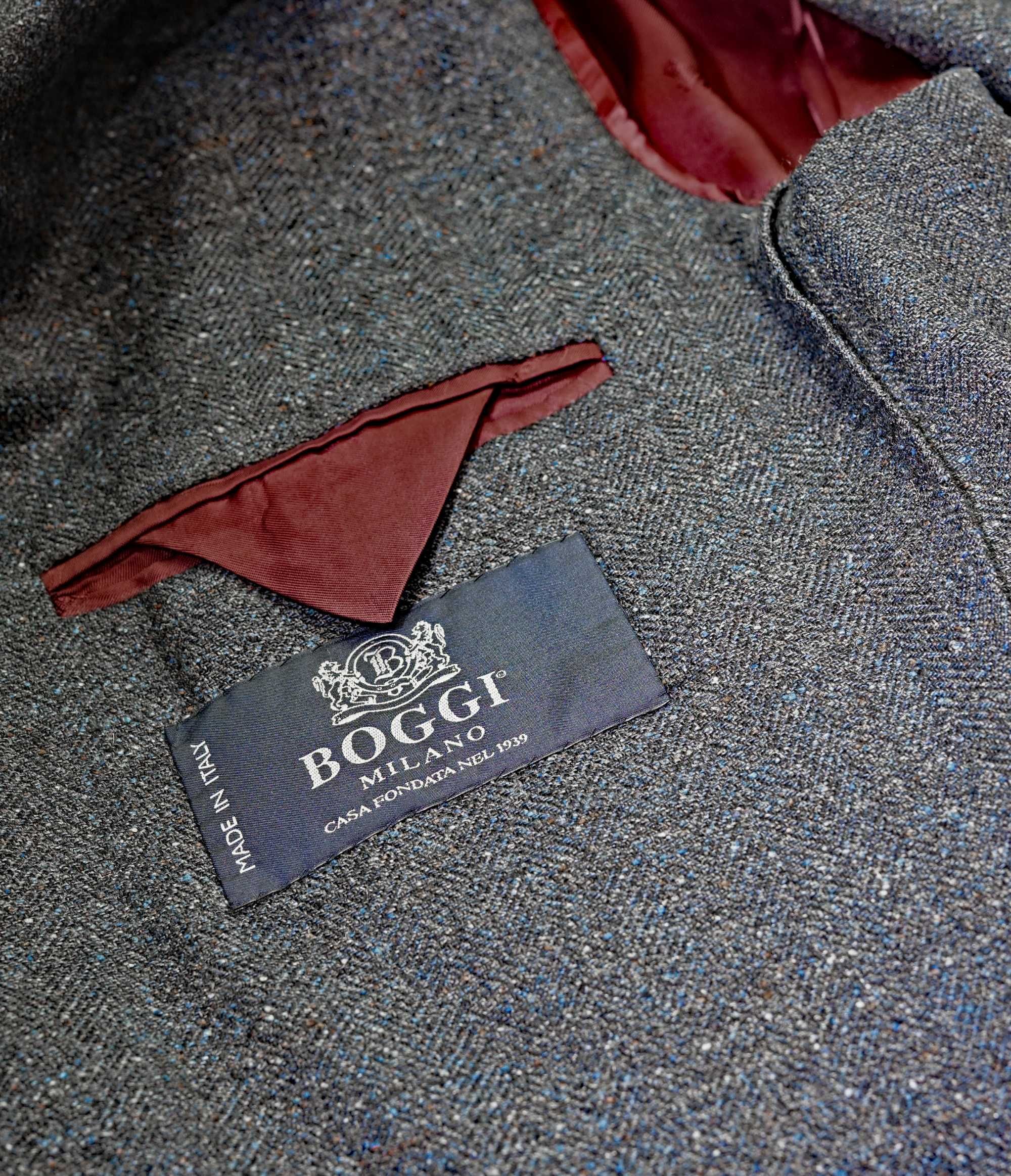 BOGGI MILANO - Włoska Marynarka w Jodełkę - Wool & Silk & Cotton (50)