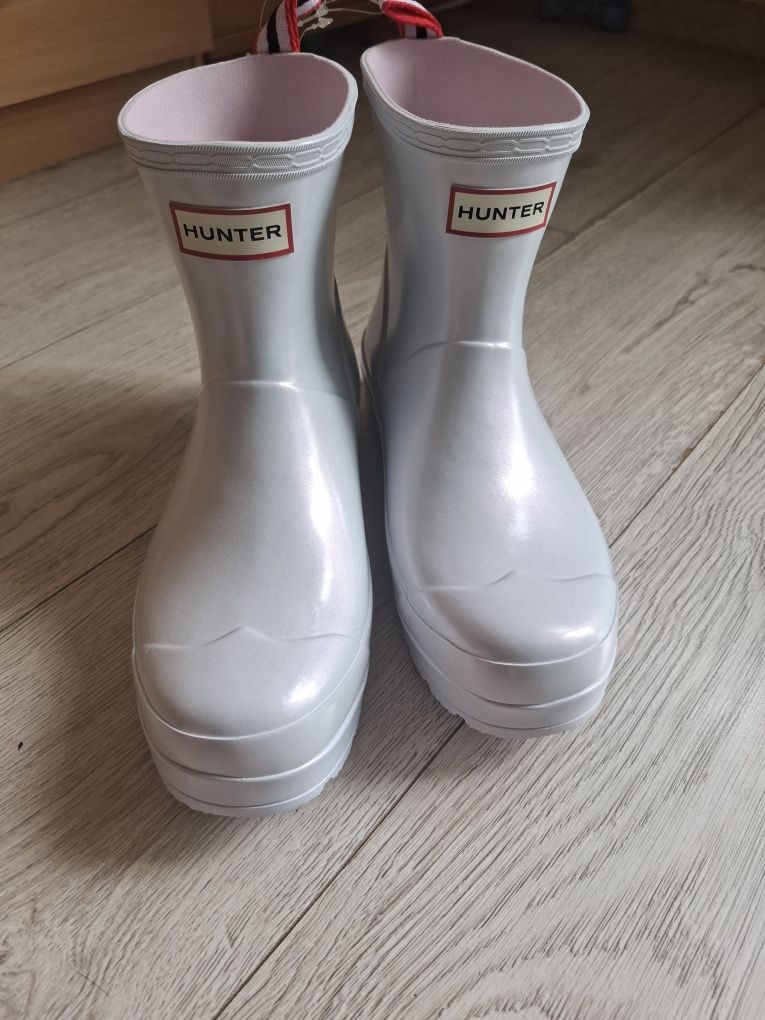 Kalosze hunter biale perlowe r 40/41 nowe z metka