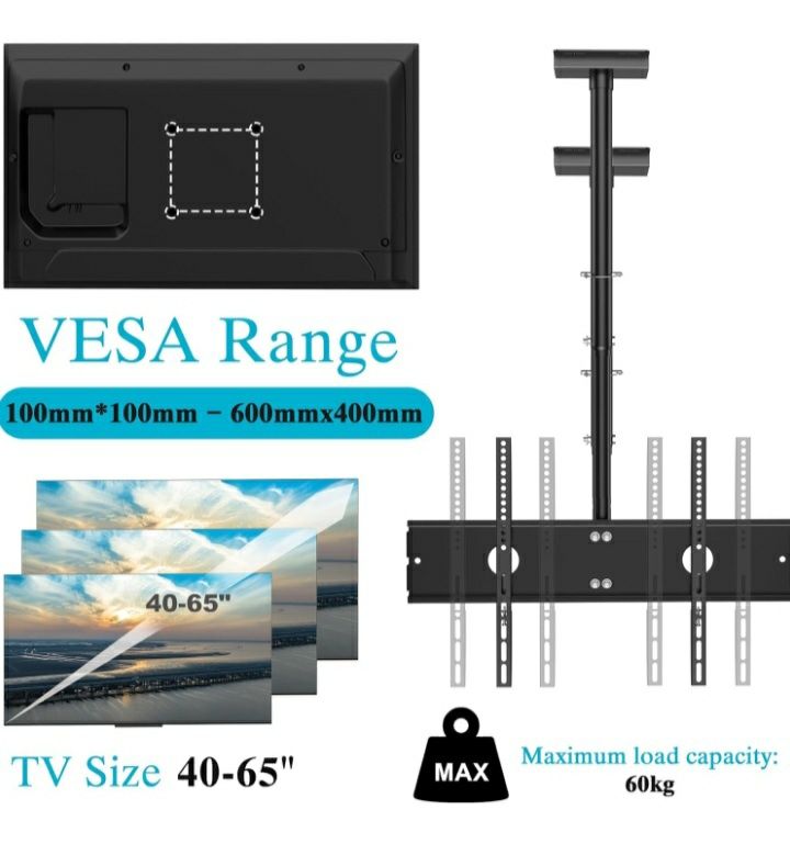 Uchwyt stojak sufitowy do telewizora 40-65" 60kg