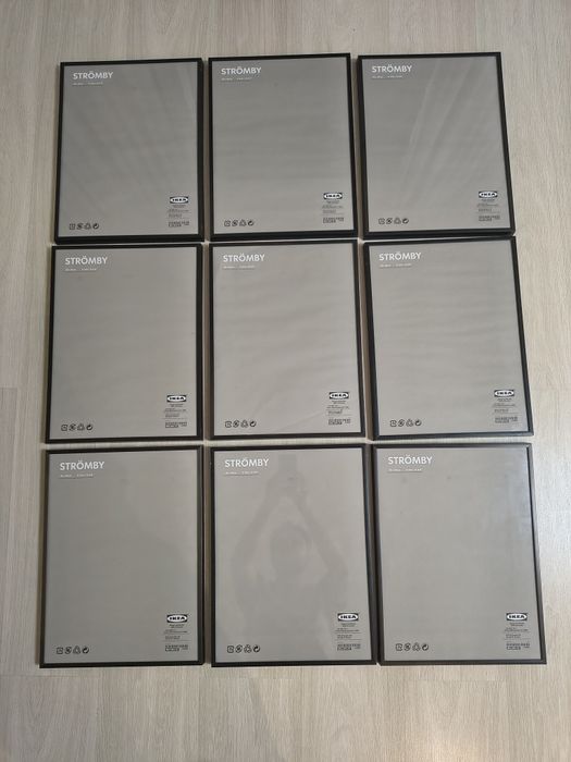 Ikea Stromby 30x40cm, ramki aluminiowe 9szt.