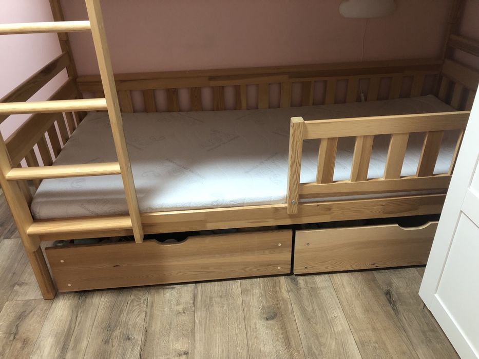 Łóżko piętrowe Lano Meble dwuosobowe z szufladami 90x200