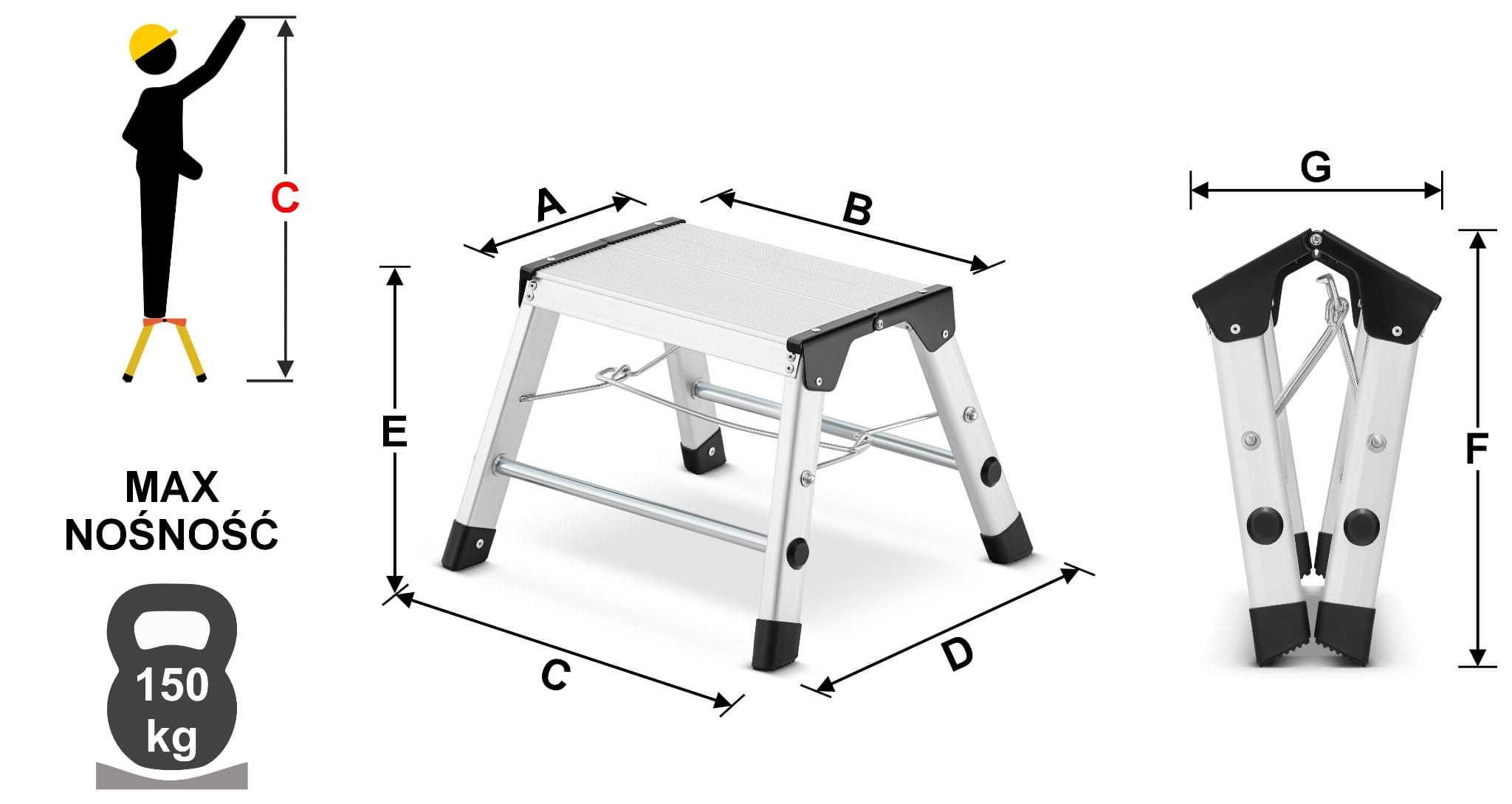 Drabina aluminiowa domowa stołek taboret schodki podnóżek HIGHER