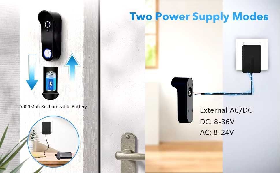 Domofon TUYA , WiFi 7cali całkowicie bezprzewodowy z aplikacją SMART