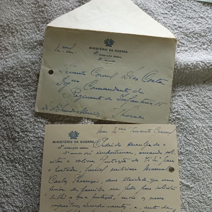 Antigas cartas ministério da guerra