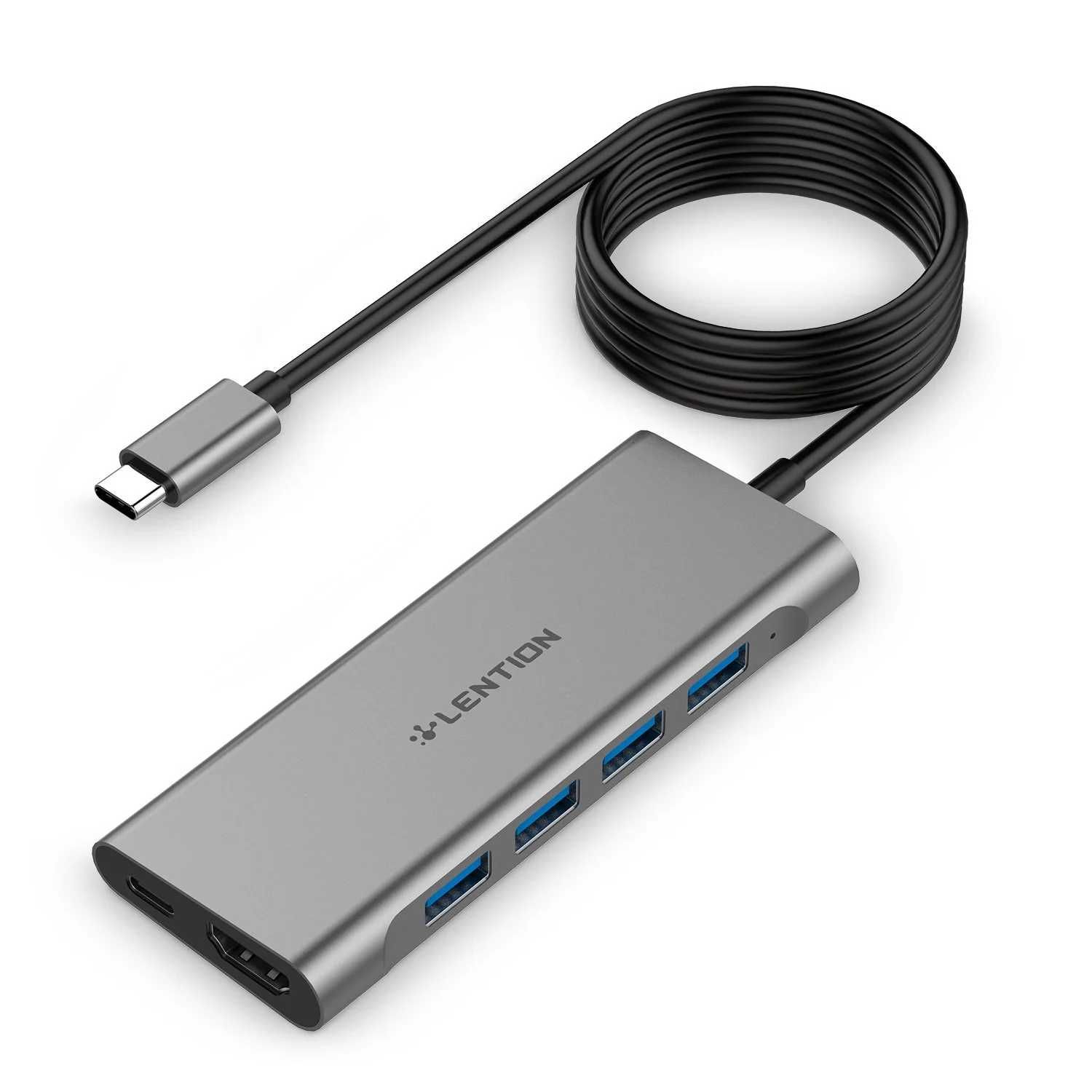 LENTION 3,3 cale długi kabel USB C Multiport Hub z 4K