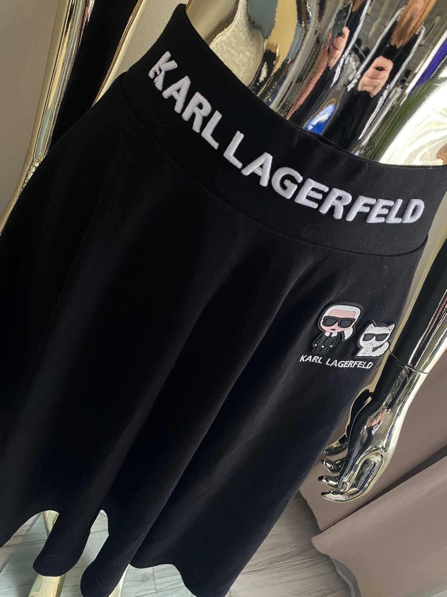Karl Lagerfeld nowa spódnica rozkloszowana na gumie logo L