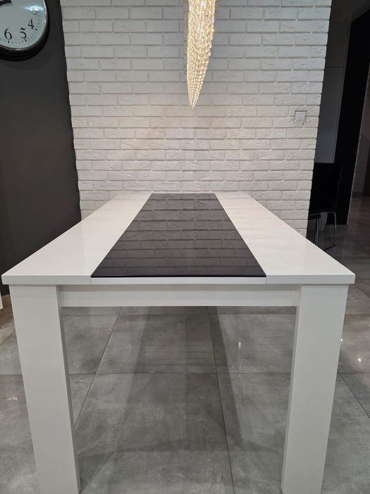 Stół biało czarny 160x90