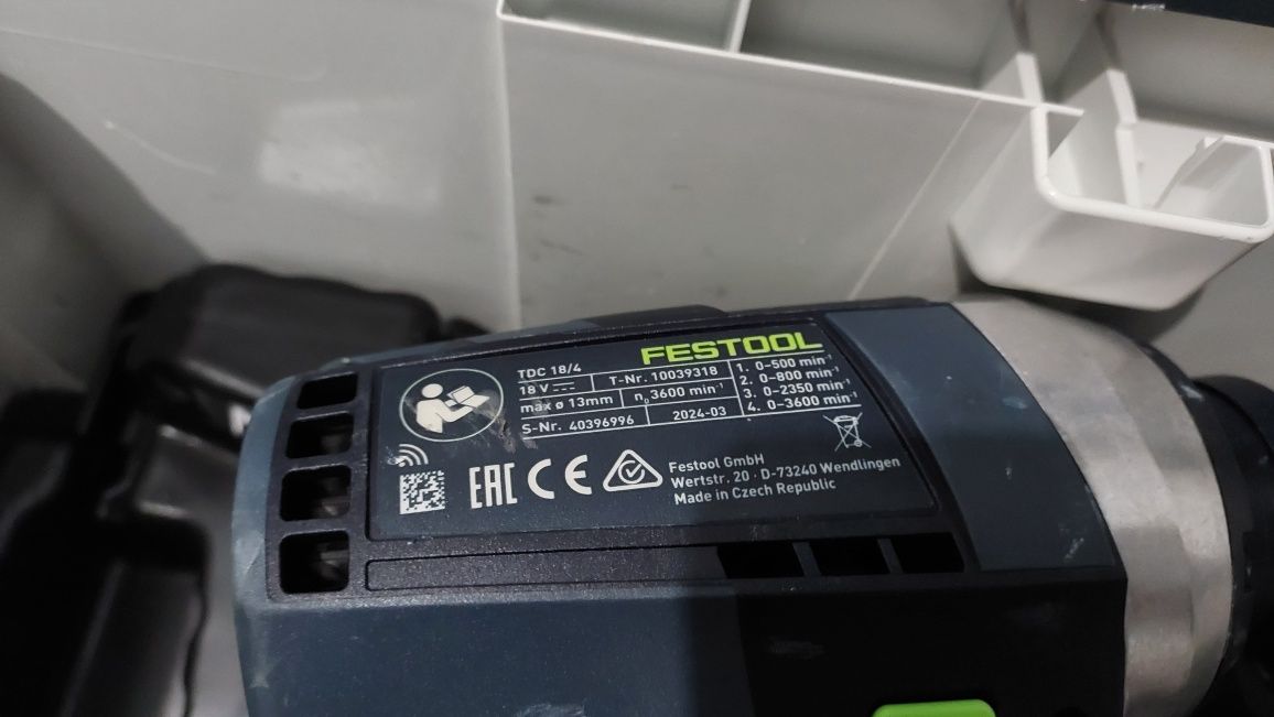 Festool Акумуляторний дриль-шурупокрут QUADRIVE TDC 18/4 i-Basic Festo