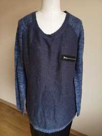 Sinsay sweter niebieski ZIP zamek ombre h 40 L zara cieply bluza