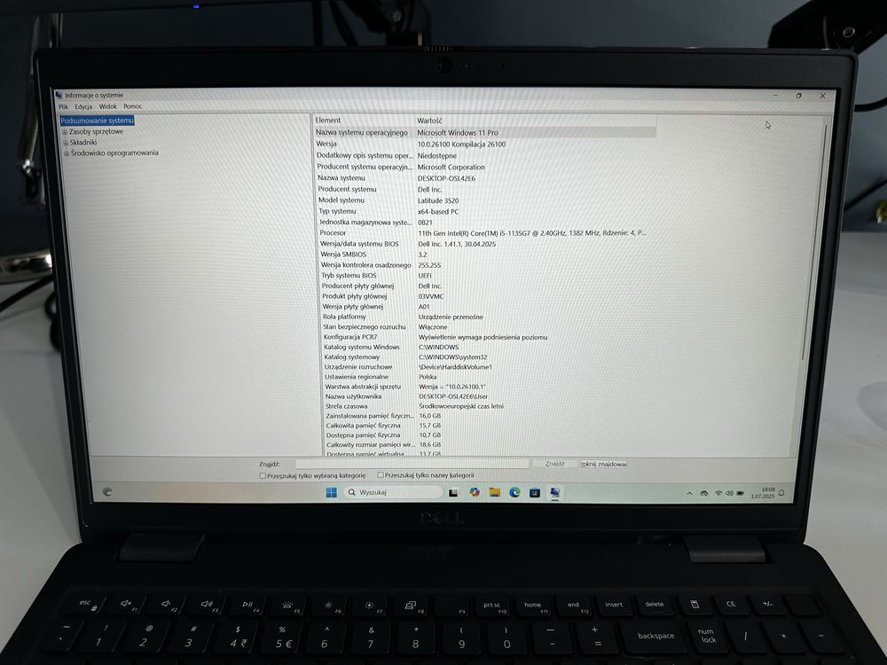 Laptop Dell Latitude 3520 Full HD win 11 pro 15,6”  i5 16GB/256GB