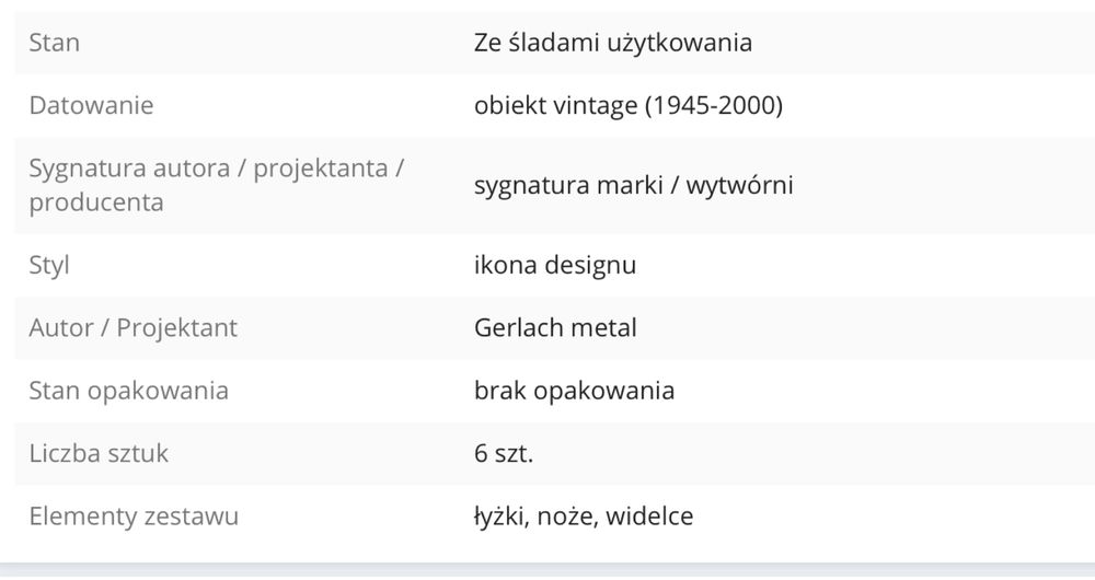 GERLACH Kropla wody sztućce KUTE wodelec łyżka nóż PRL te cieżkie