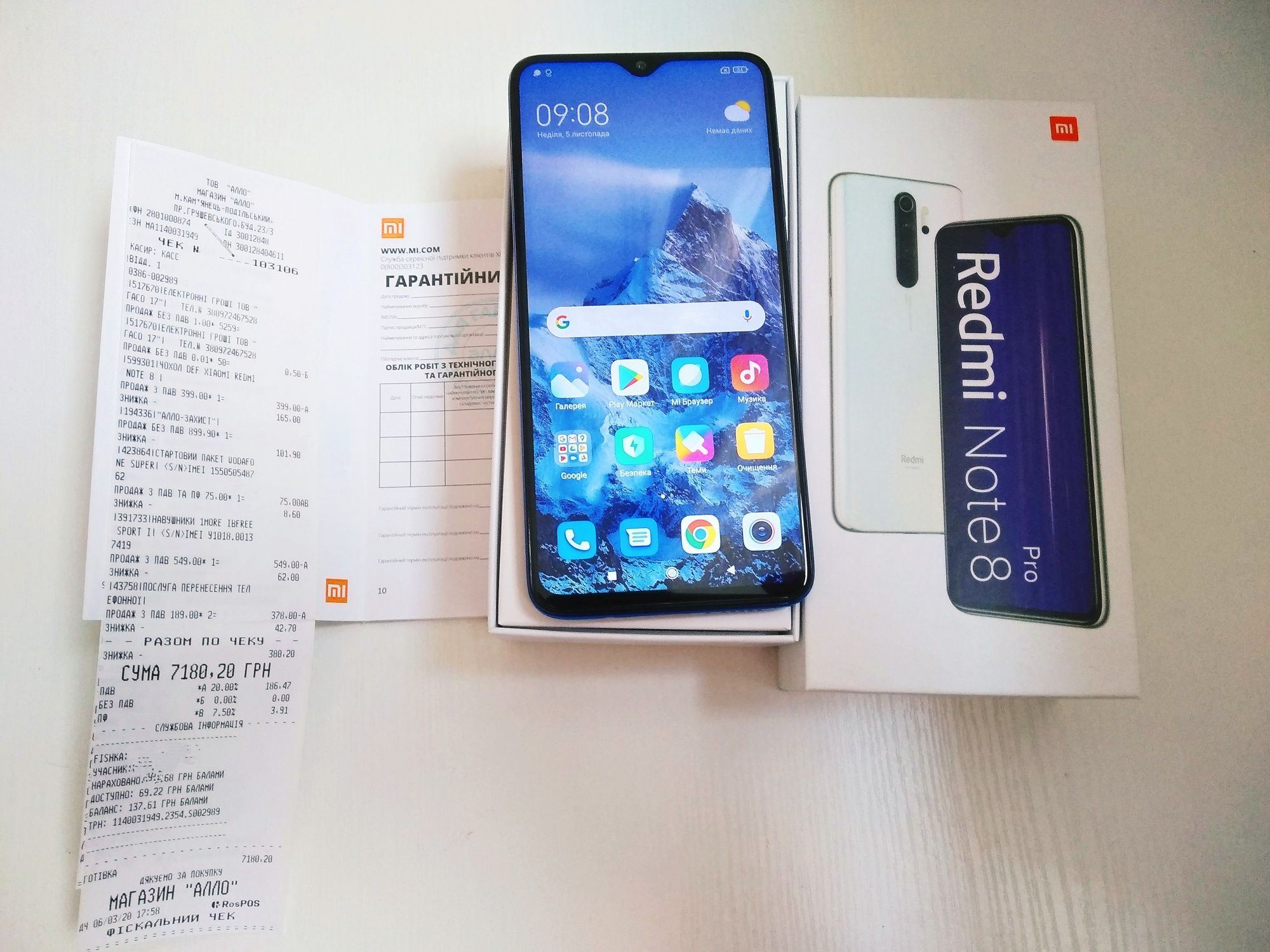 Xiaomi Redmi Note 8 Pro 6/128GB. NFC Blue(Офіційний,Global,Документи)