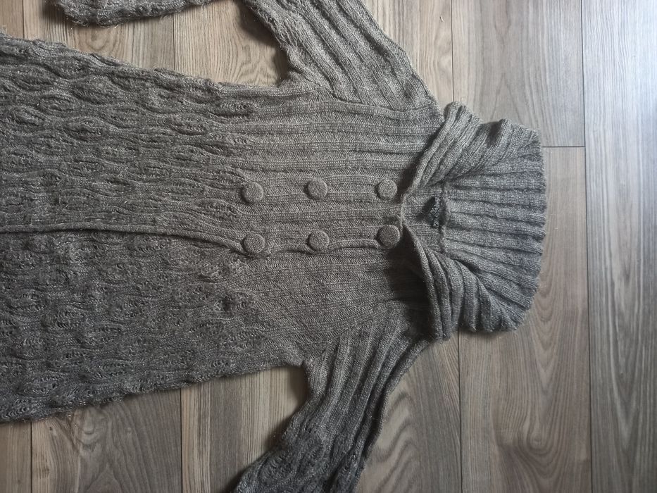 FEMINALE szary ażurowy swetr M/38