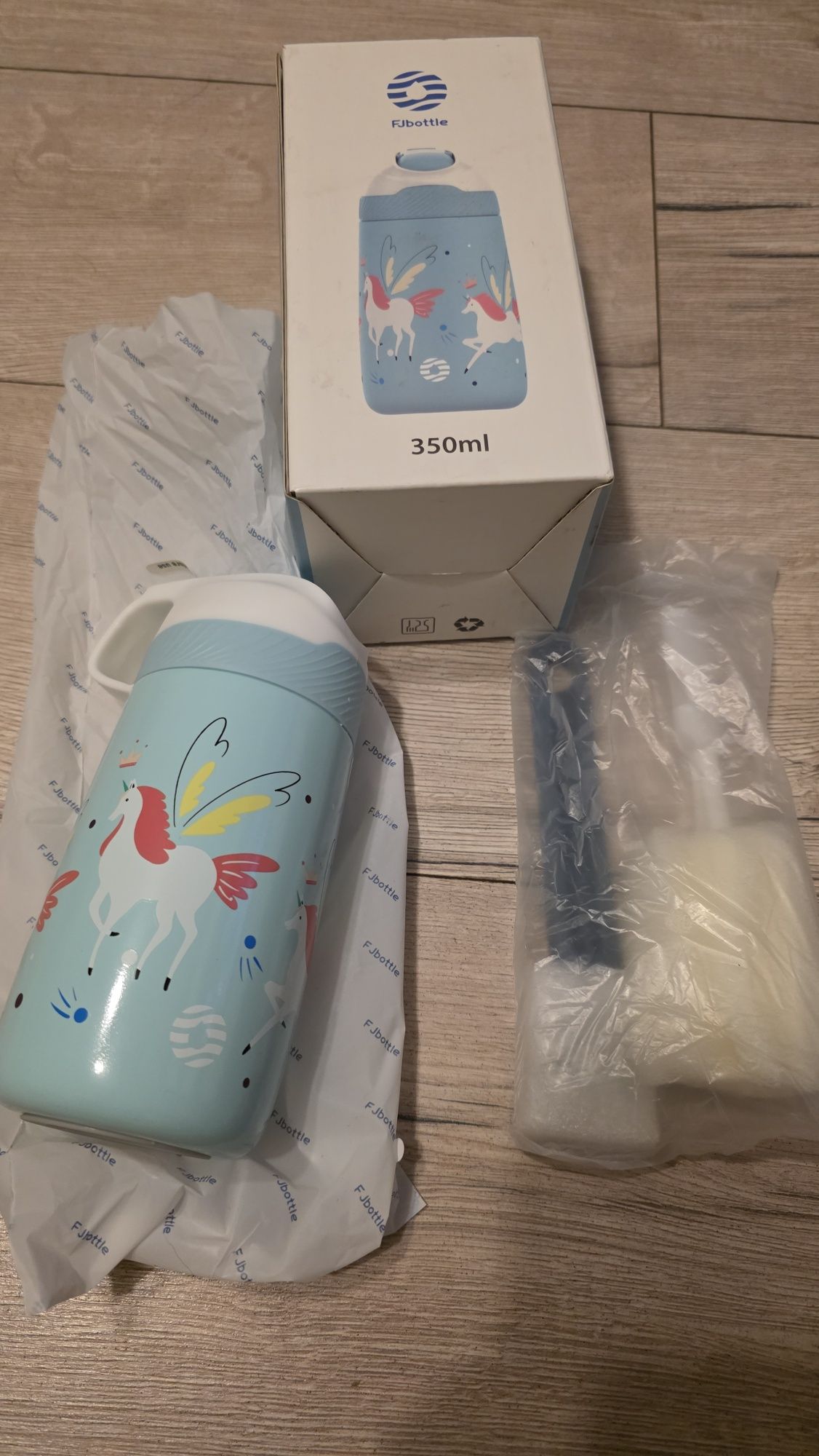 FEIJIAN Butelka do picia dla dzieci, ze słomką, szczelna, 350 ml