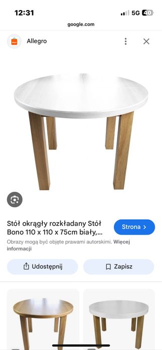 Stolik Biały Solidny Okazja ! Stół nierozkładany