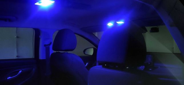 LEDy niebieskie do oświetlenia wnętrza 11 szt Komplet Hyundai Kia