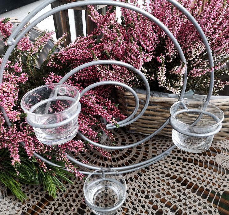 Świecznik i ramka do zawieszenia metaloplastyka wiszący