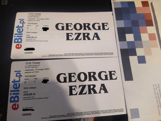Koncert George Ezra 2 bilety 19.02.2023 Torwar