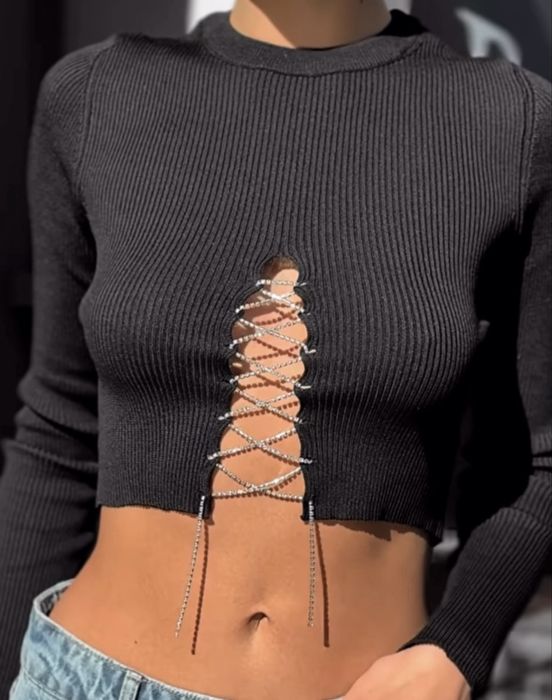 Кофточка топ со шнуровкой на груди размер универсал