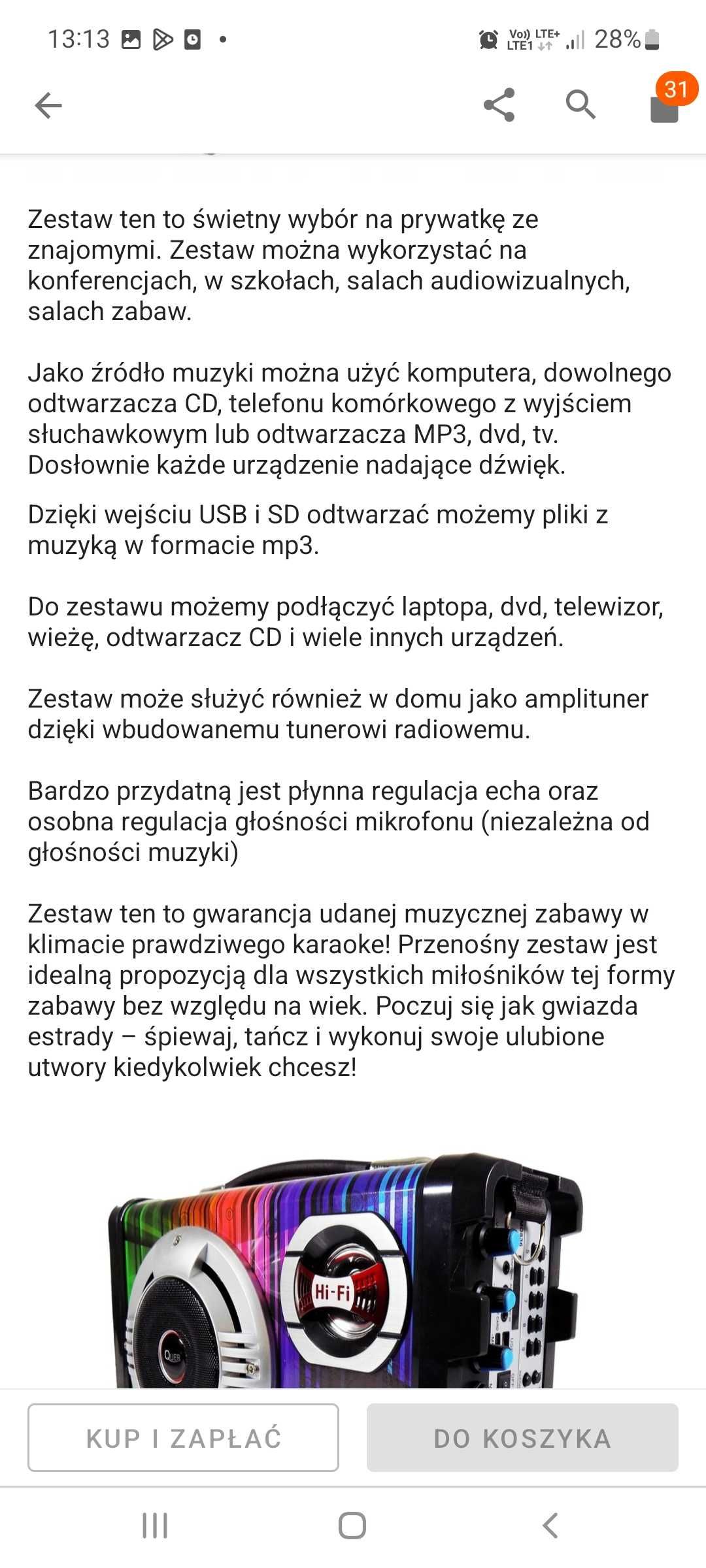 Zestaw karaoke z dwoma mikrofonami.