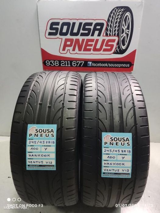 2 pneus semi novos 245-45r18 hankook - oferta dos portes 120 Euros