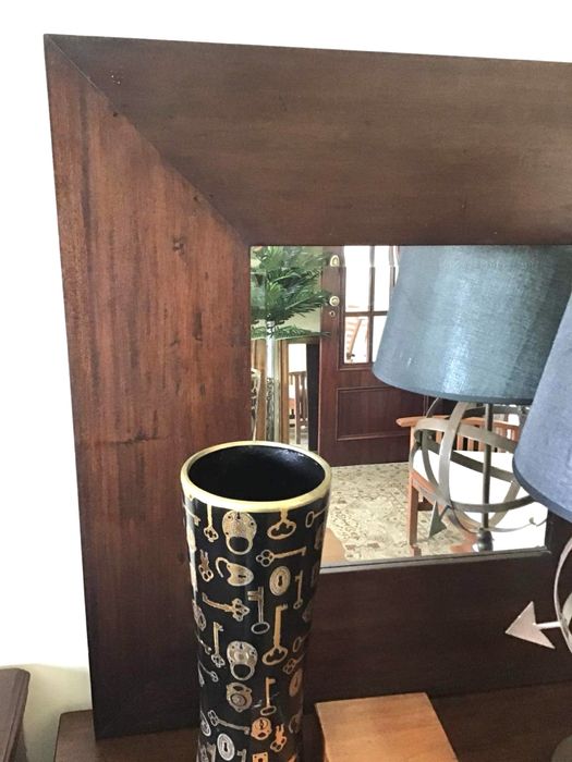 espelho, quadro, madeira, teca, oriental, indonesia, rústico