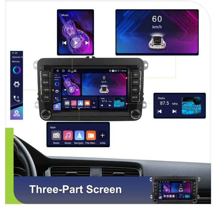 Rádio Android 13 Volkswagen Seat Skoda Golf 4/64GB Carplay GPS wifi