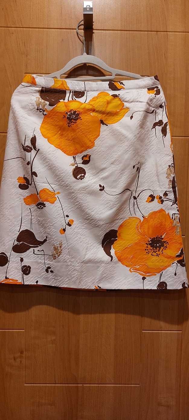 unikat, spódnica w pomarańczowe kwiaty  vintage,