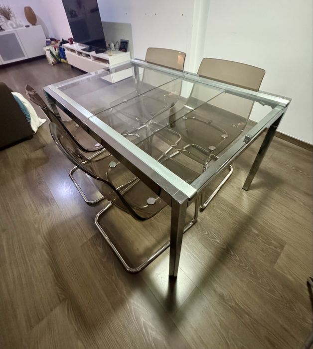 Mesa de Jantar TORSBY + 4 Cadeiras TOBIAS