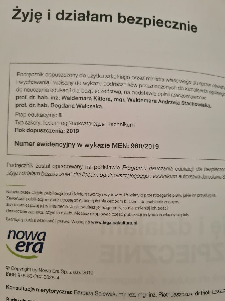 Żyję i działam bezpiecznie, MEN 960/2019