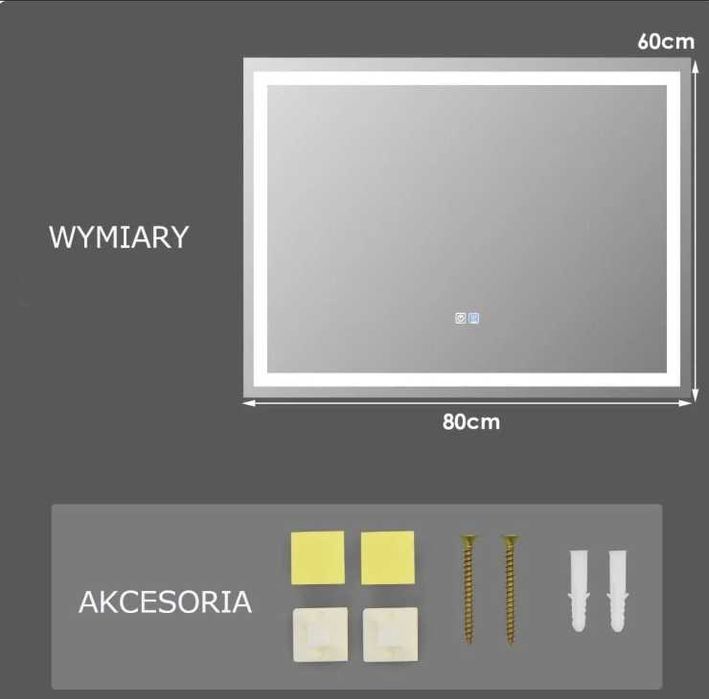 Lustro łazienkowe z podświetleniem LED 80 x 60 cm