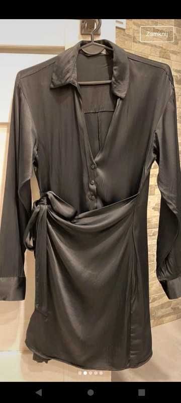 Sukienka Zara satynowa satyna wiązanie 36 S