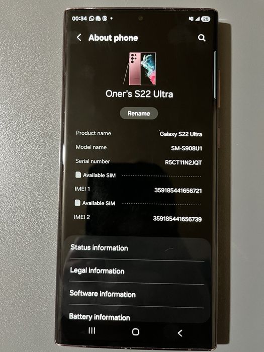 Samsung s22 ultra 128GB SM-S901U1 Android 16 UI 8.0 дефектів