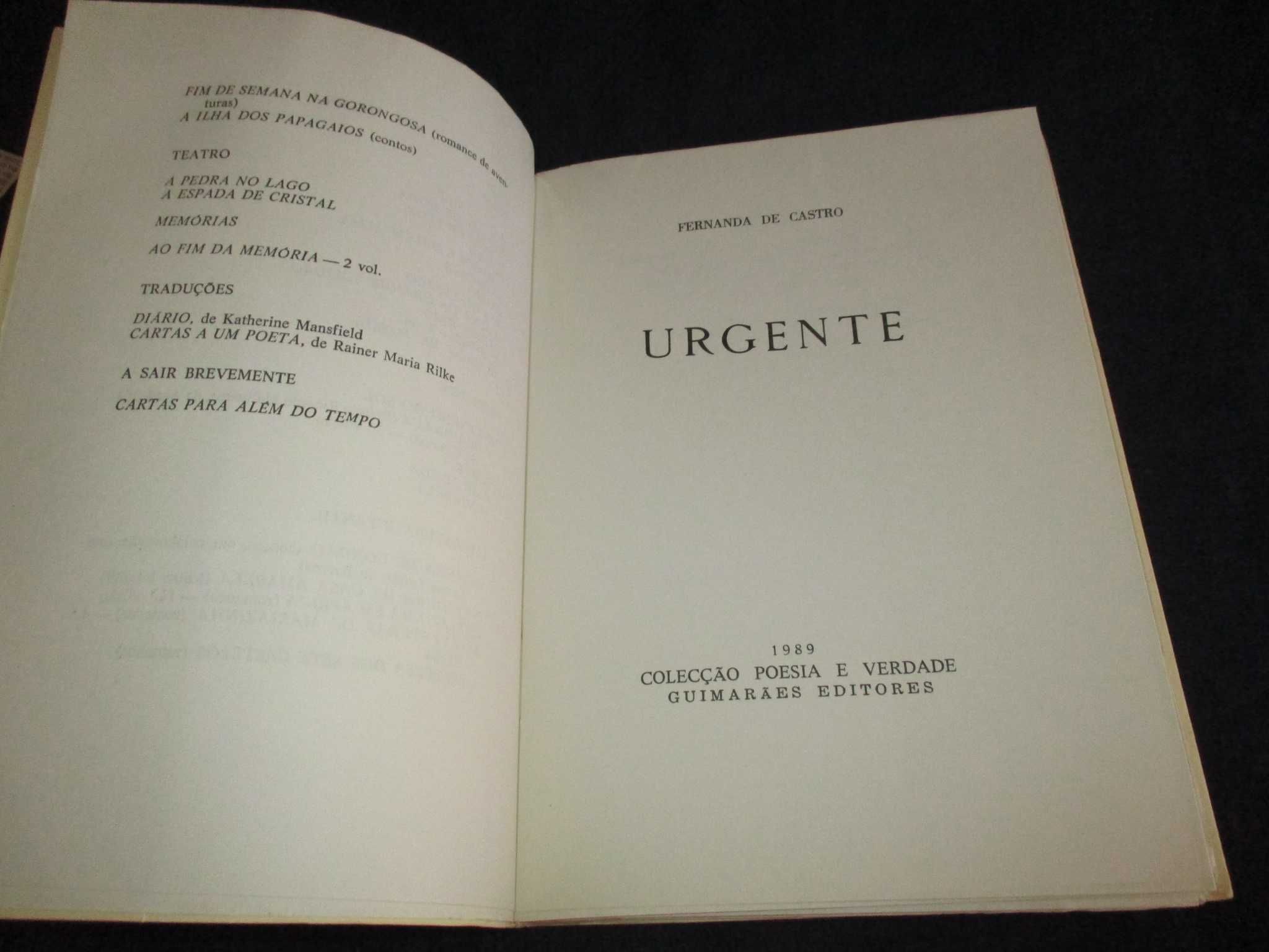 Livro Urgente Fernanda de Castro Poesia e Verdade