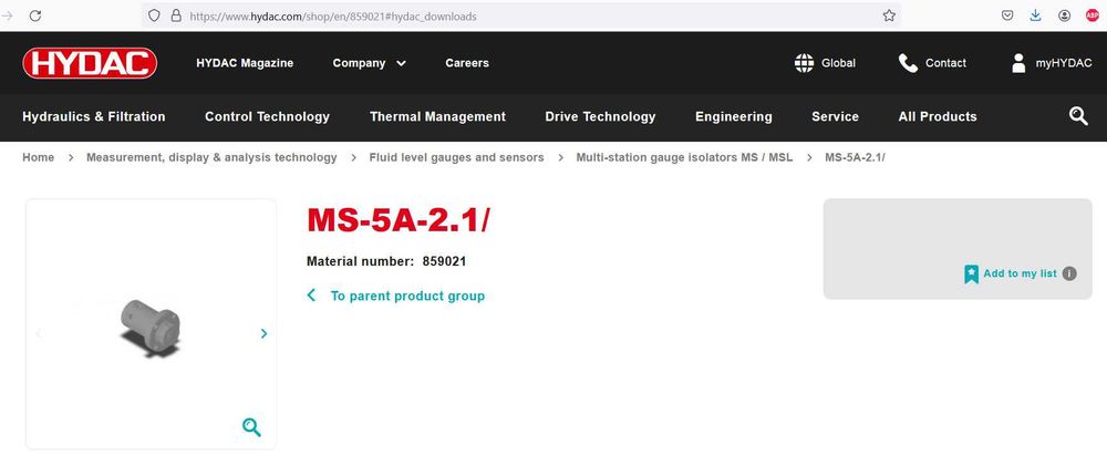 Гидро переключатель, Multi-Station gauge isolator HYDAC MS-5A-2.1